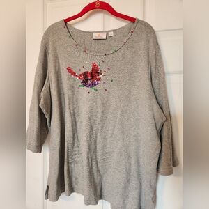 Quacker Factory cardinal, 3/4 sleeve, sz 1X